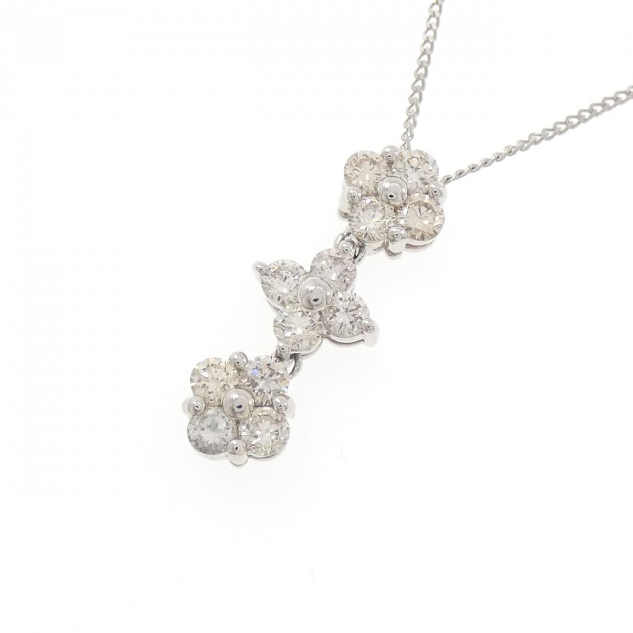 PT900/PT850 フラワー ダイヤモンド ネックレス 1.00CT