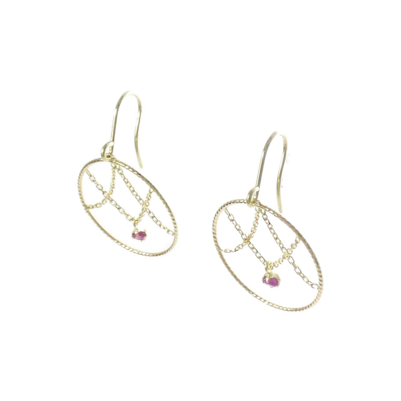 K14YG ルビー ピアス