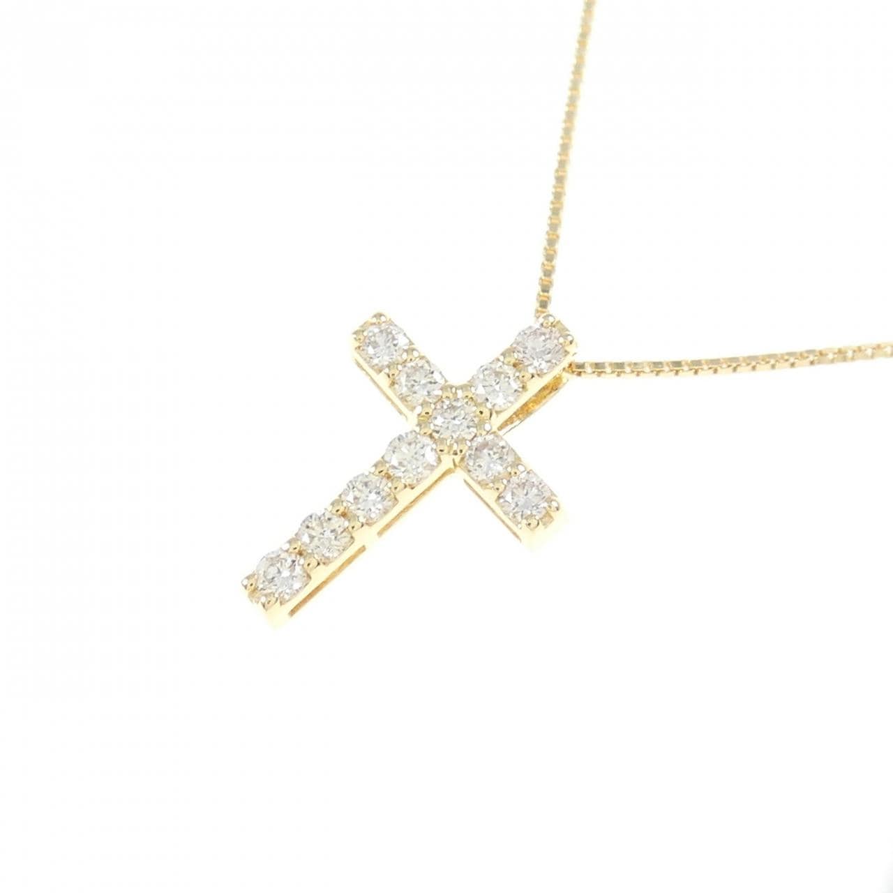 K18YG クロス ダイヤモンド ネックレス 0.16CT