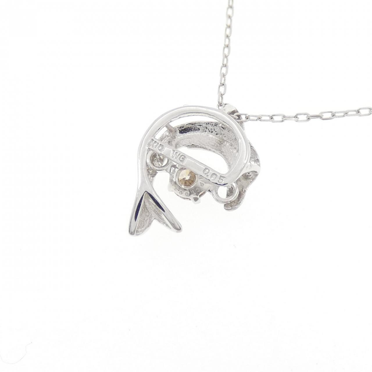 K10WG ドルフィン ダイヤモンド ネックレス 0.05CT