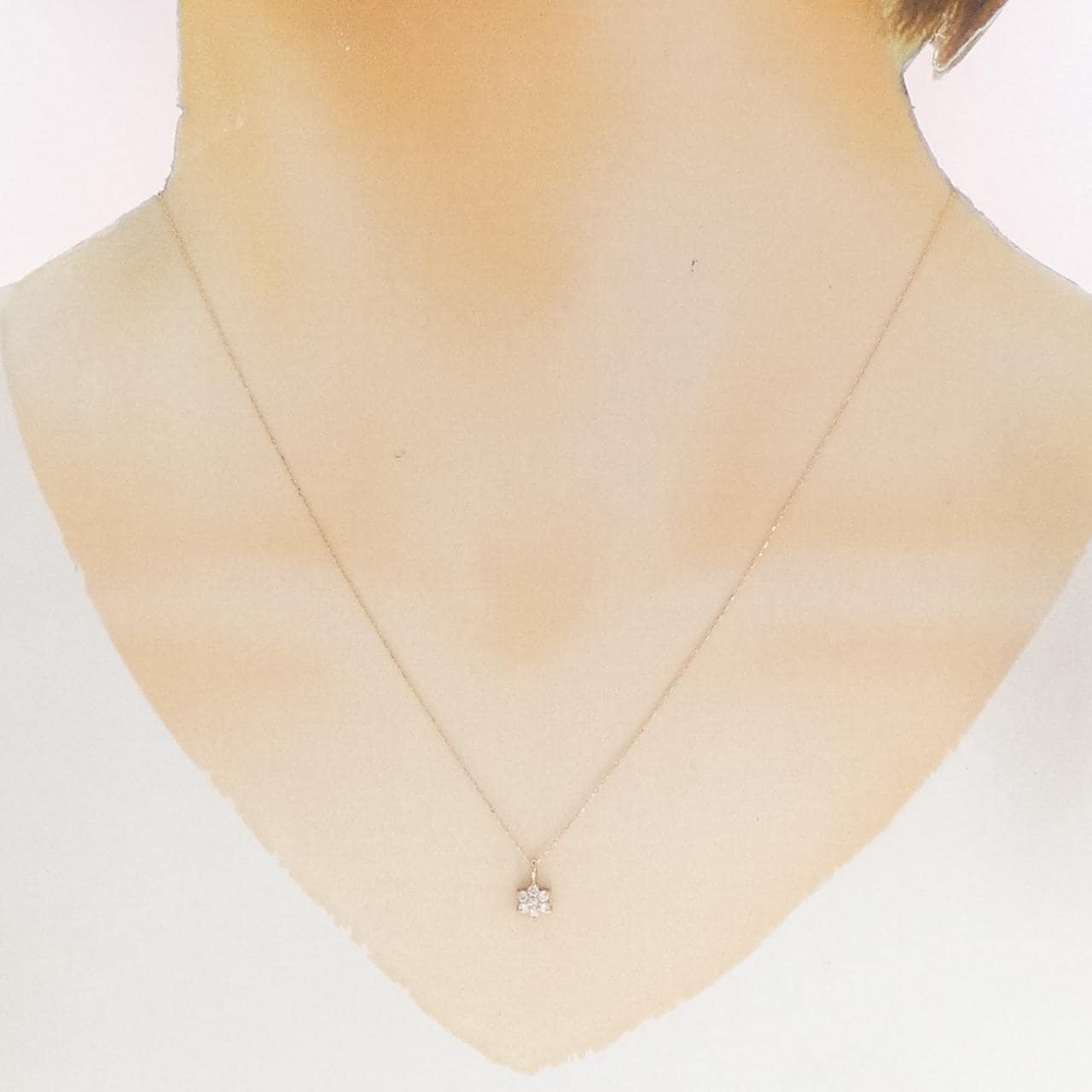 K18PG フラワー ダイヤモンド ネックレス 0.10CT