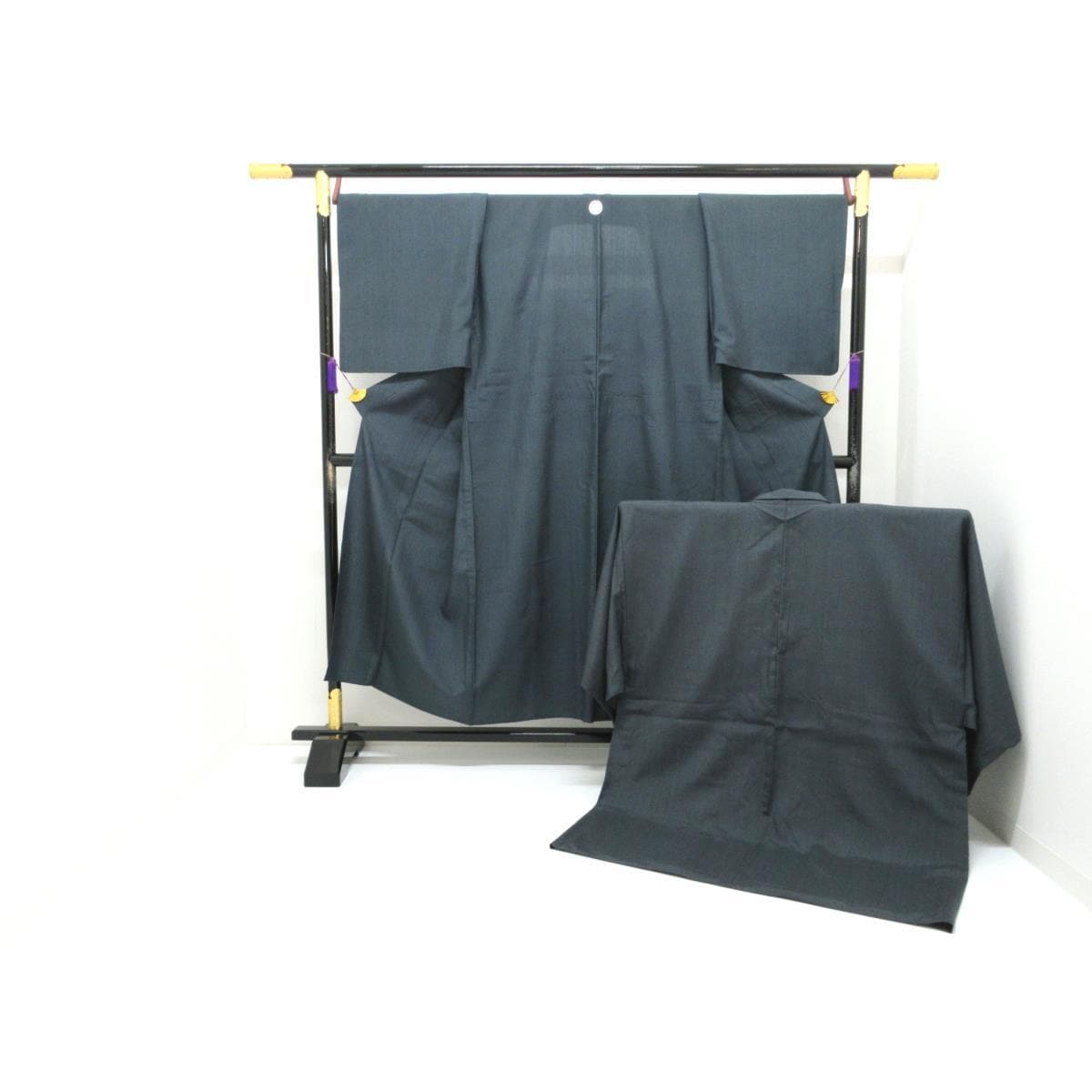 単衣男物　きもの羽織２点セット　丸に剣三ツ星　キングサイズ