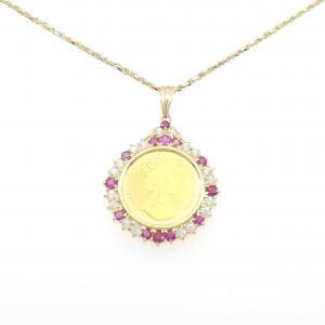 K18YG(枠) ルビー コイン ネックレス