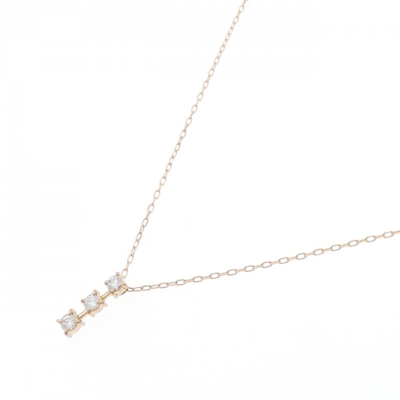 K18PG三石鑽石項鍊0.18CT