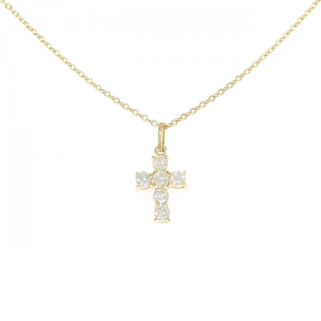 K18YG クロス ダイヤモンド ネックレス 0.45CT