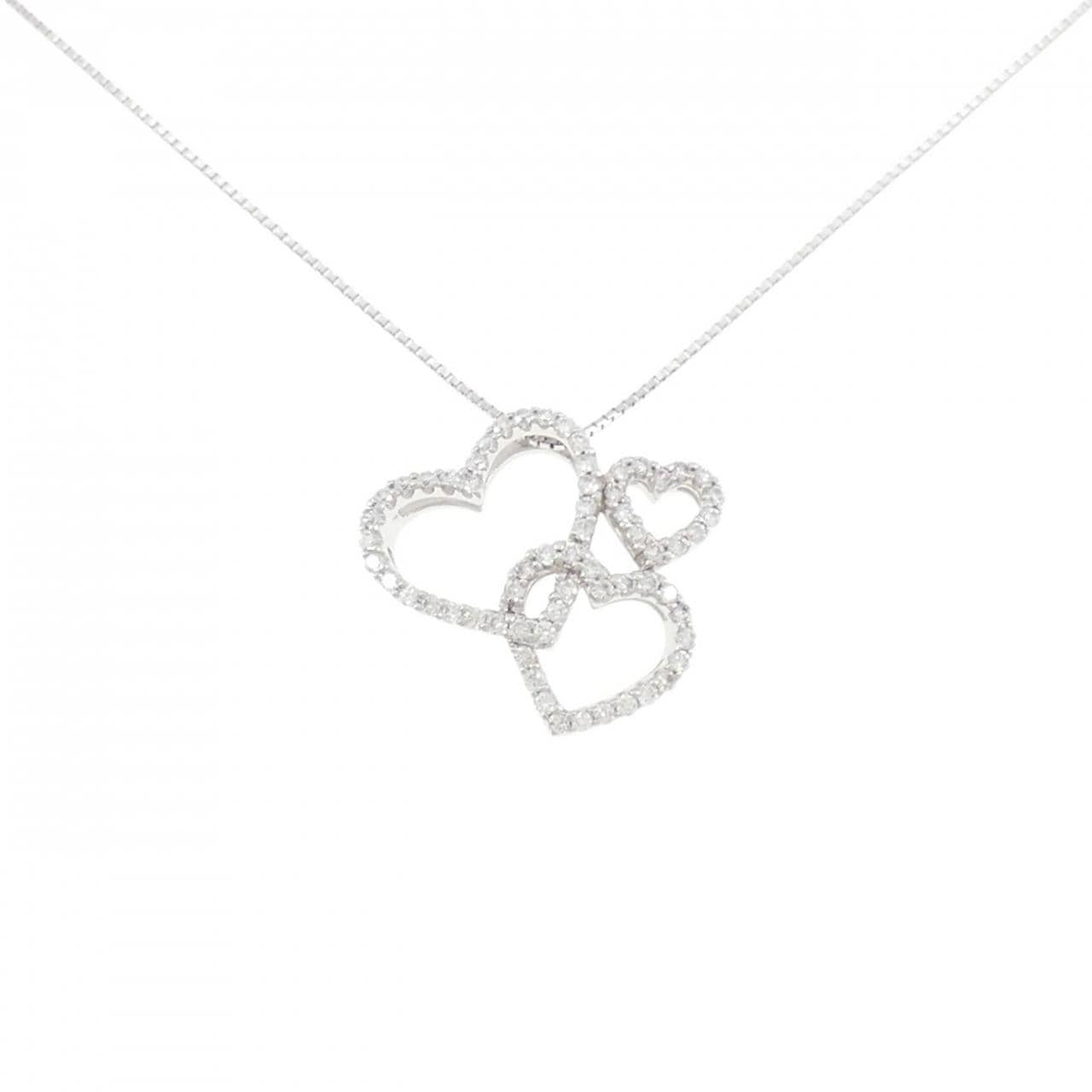 K18WG ハート ダイヤモンド ネックレス 0.50CT