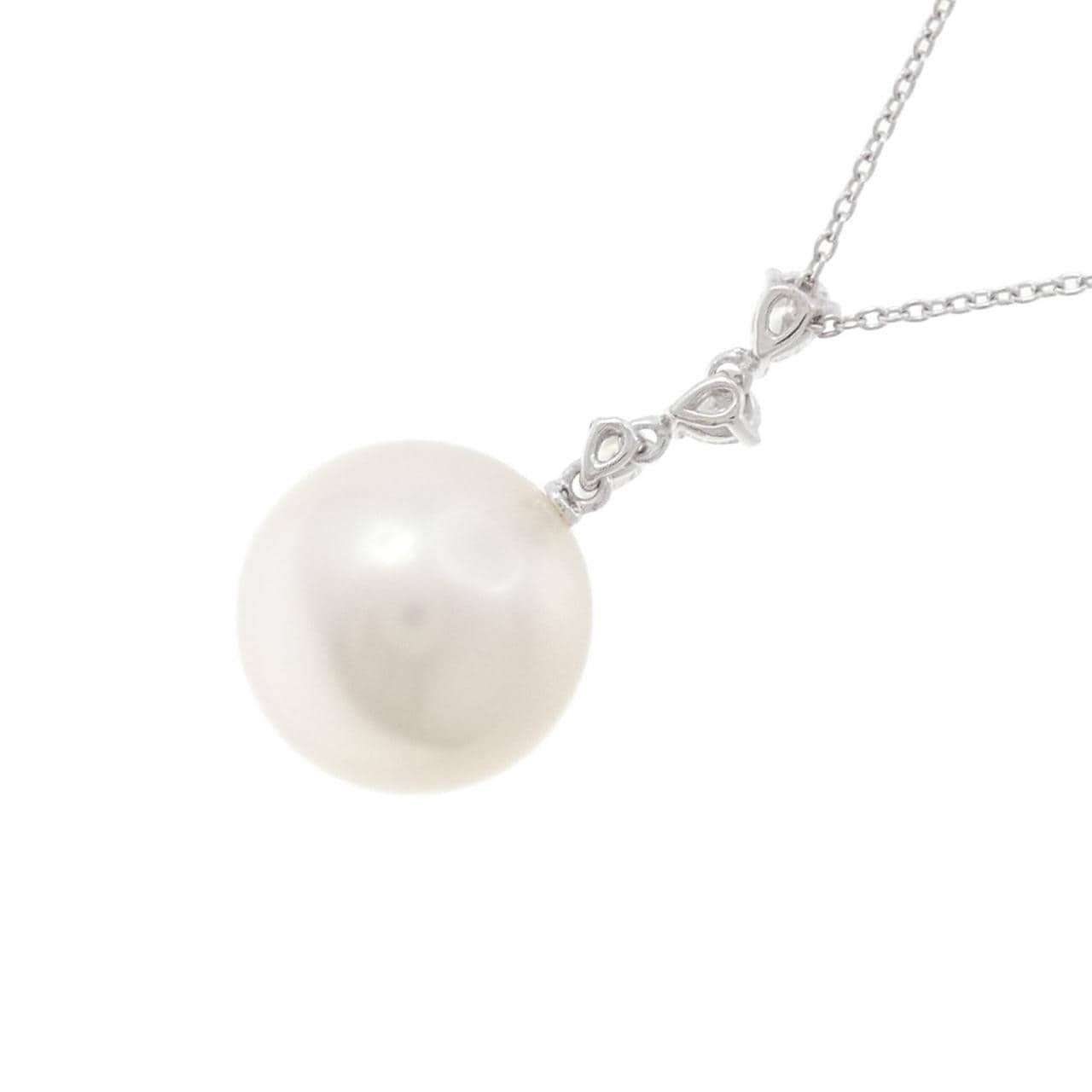 K18WG 白蝶パール ネックレス 13.5mm