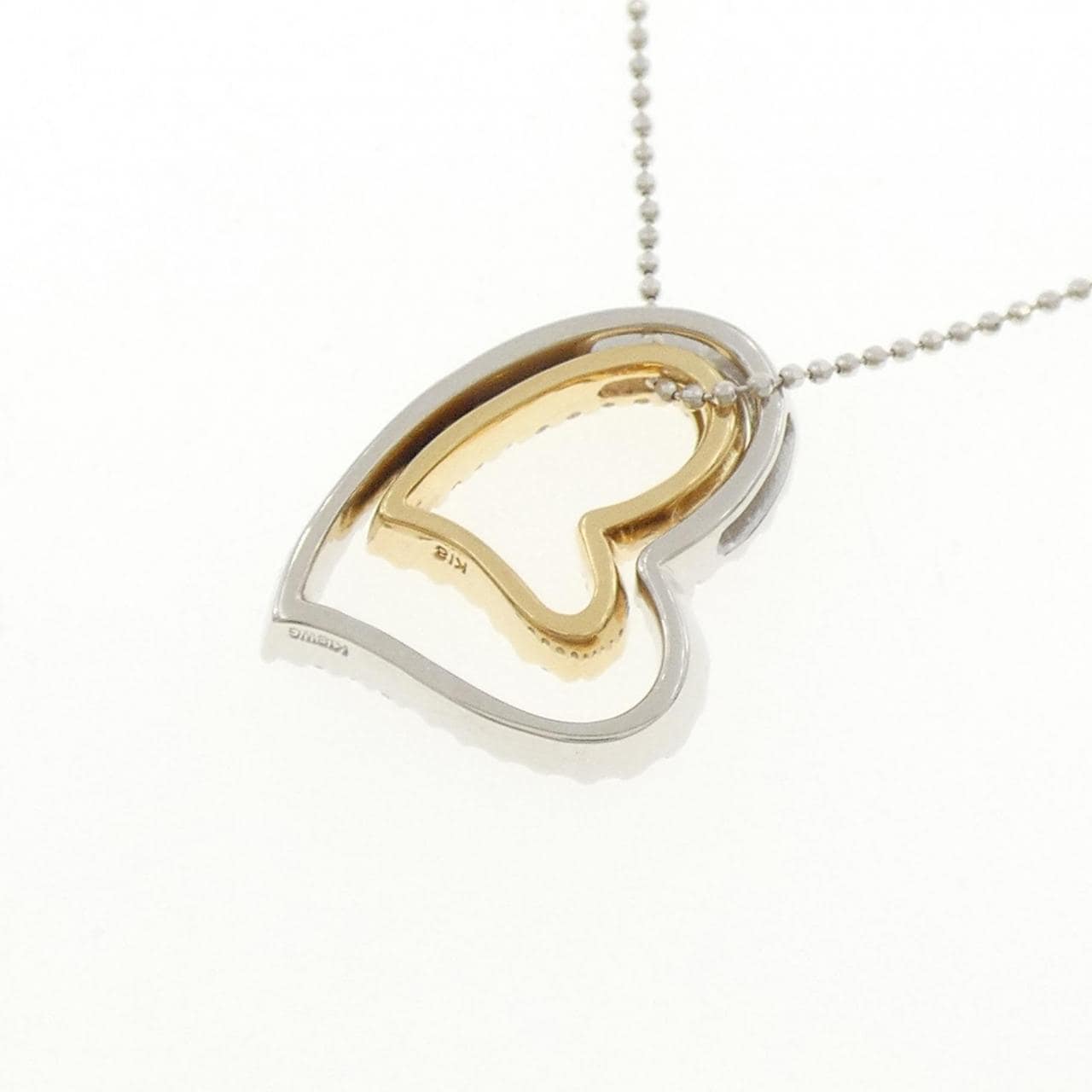 K18WG/K18YG 2WAY ハート ダイヤモンド ネックレス 0.37CT