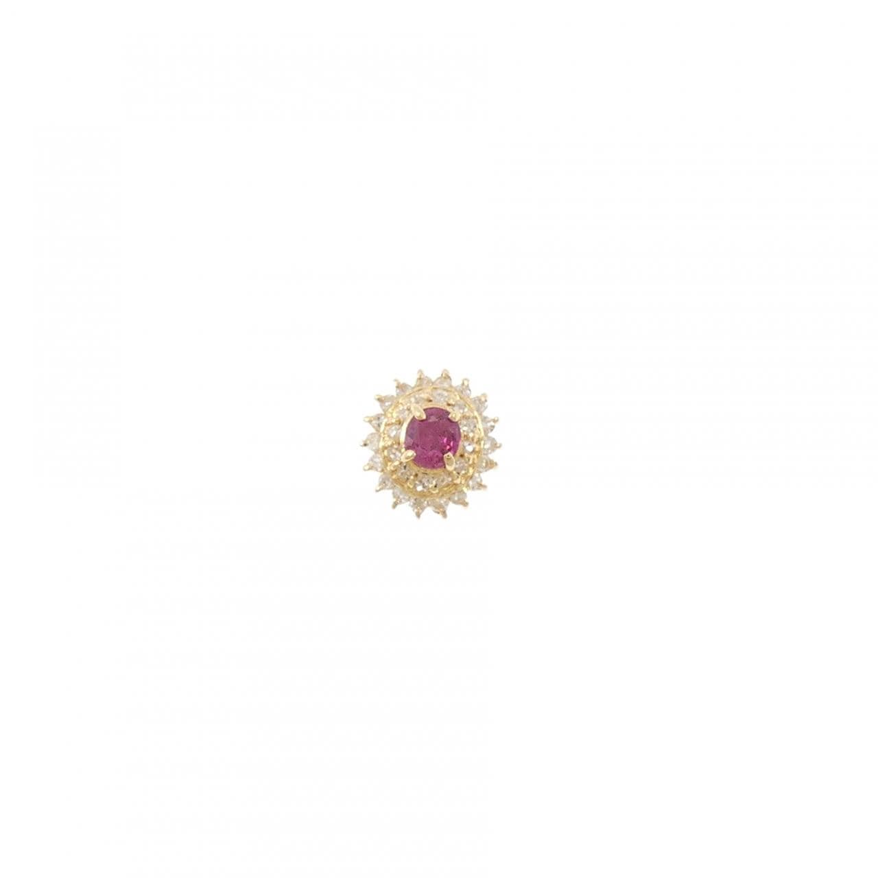 K18YG ルビー ピアス 0.14CT 片耳