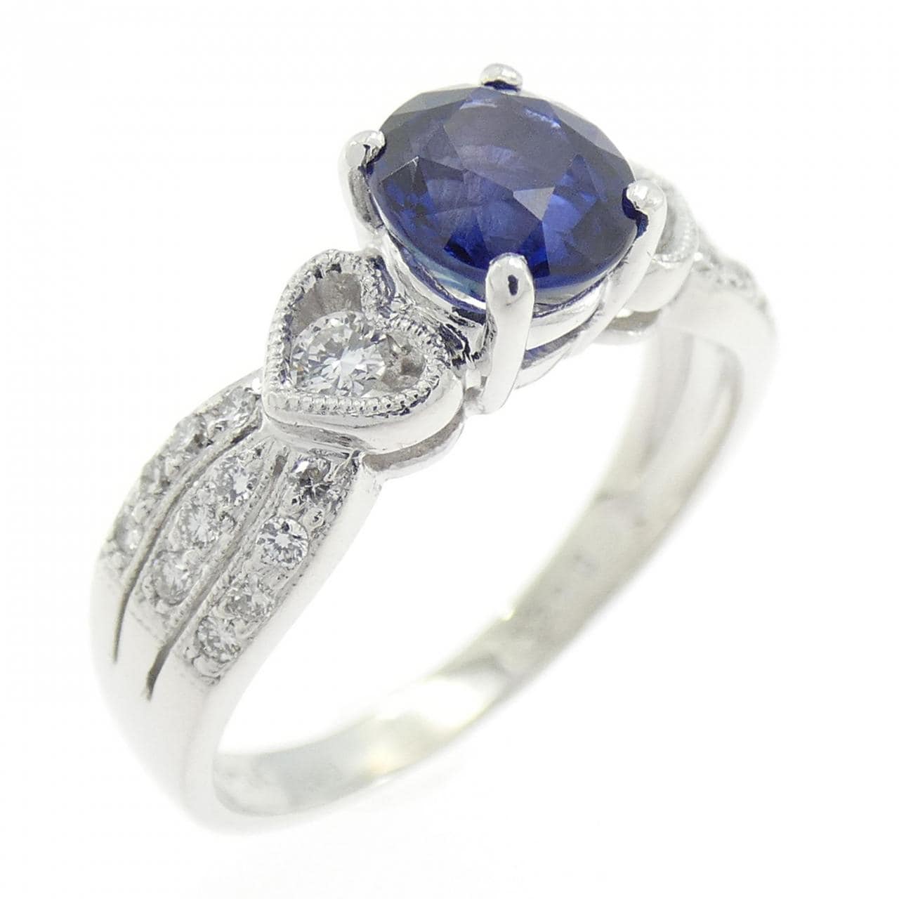 750WG ハート サファイヤ リング 1.06CT