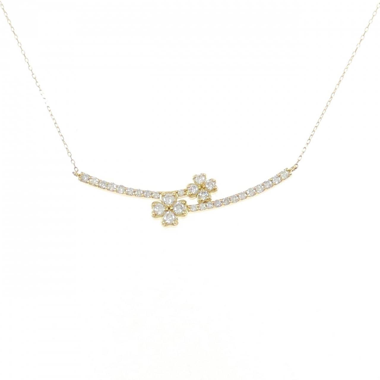 【新品】K18YG フラワー ダイヤモンド ネックレス 0.43CT
