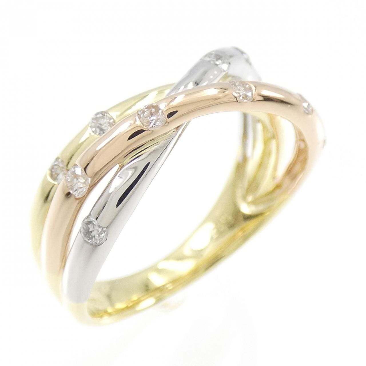 K18YG/PT900/K18PG ダイヤモンド リング 0.30CT