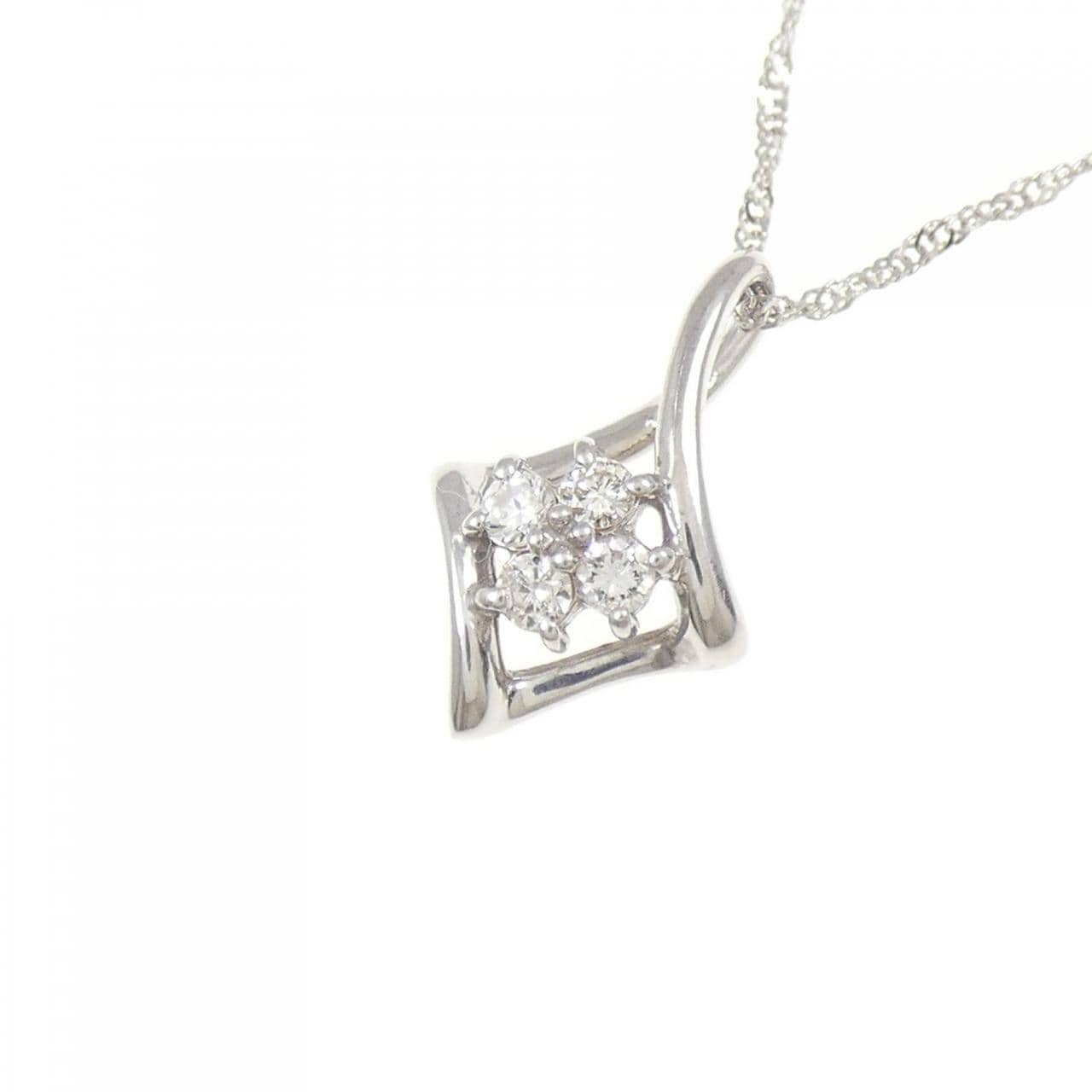 K18WG/750WG鑽石項鍊 0.10CT