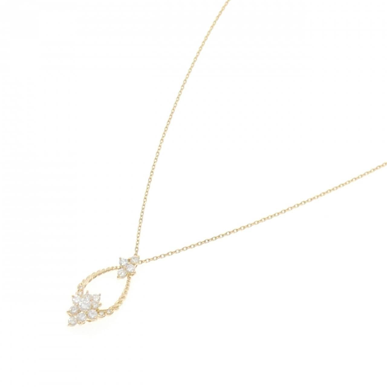 K18YG フラワー ダイヤモンド ネックレス 0.80CT