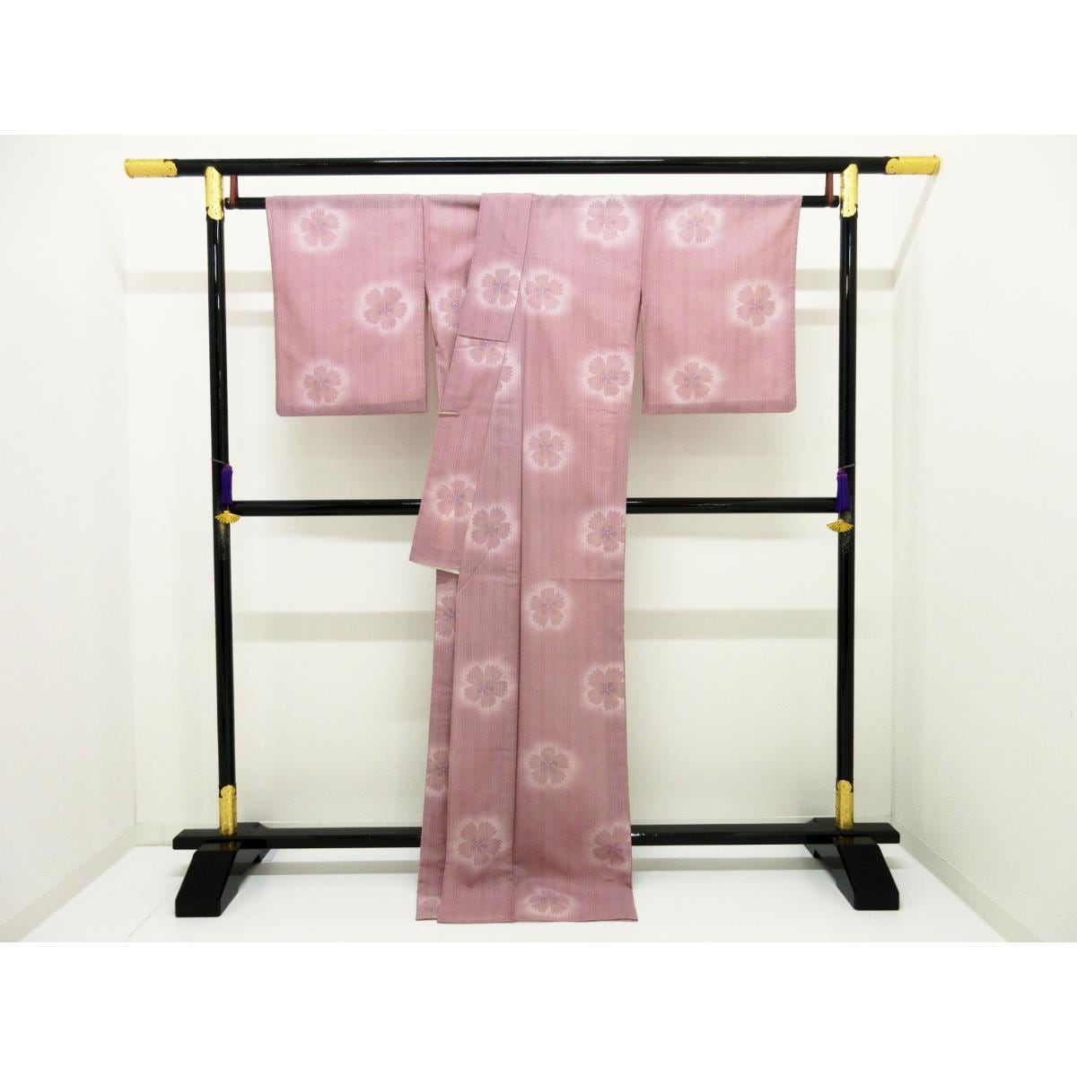 化繊　単衣　紗織小紋　身幅Ｌ寸