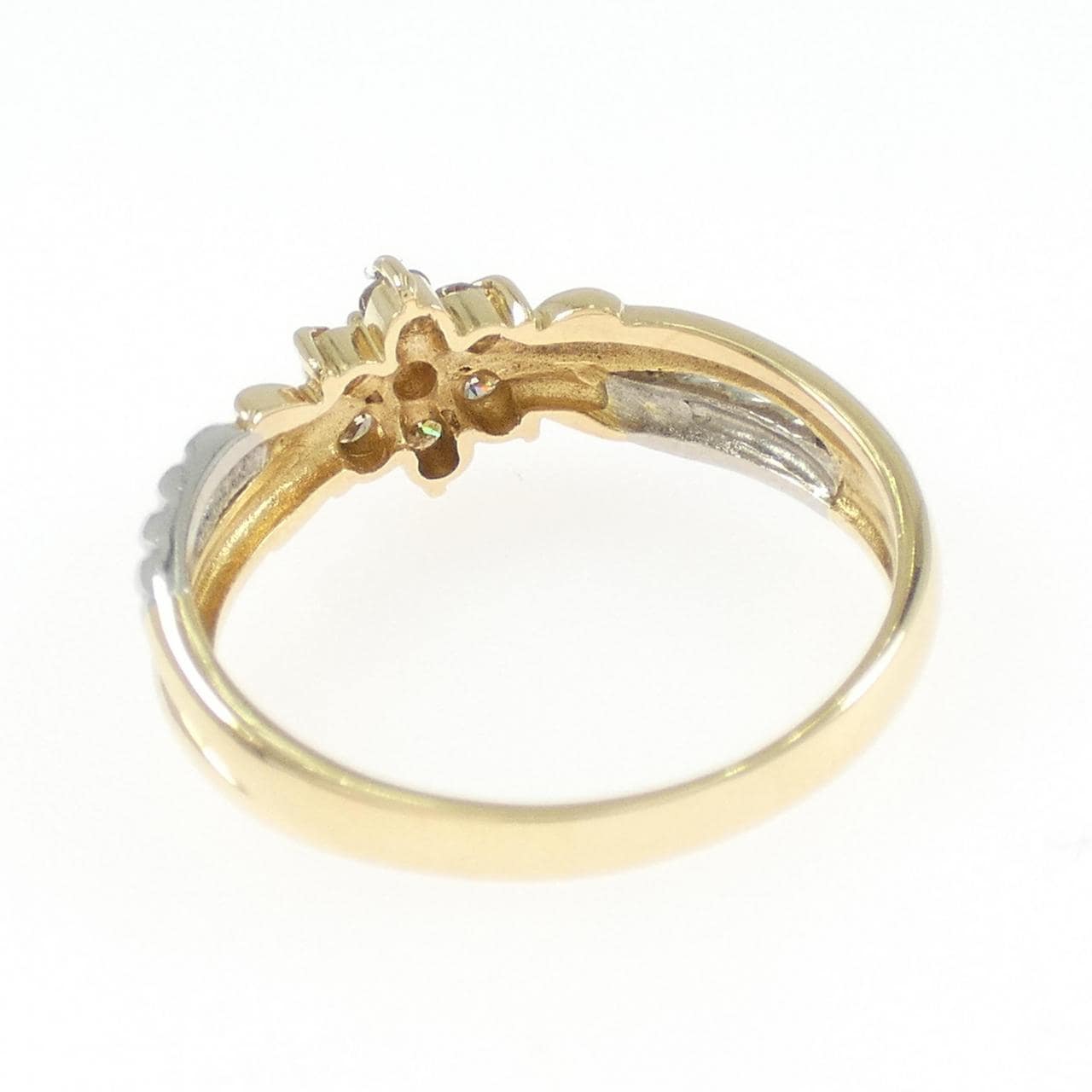K18YG/PT900 Flower Diamond Ring 0.23CT