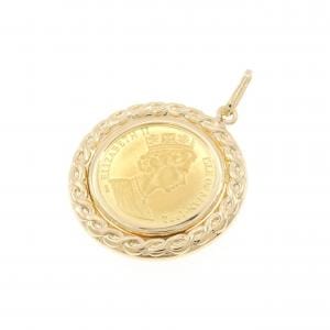 K18YG (框) 硬币吊坠