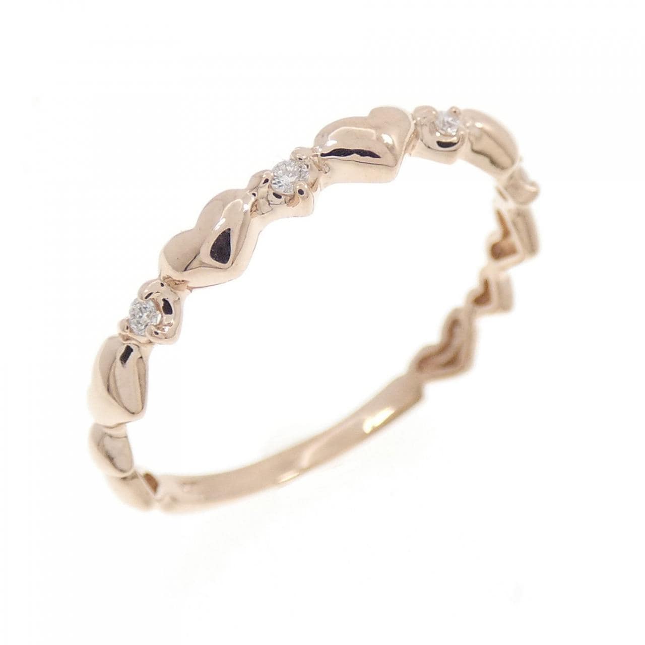 K10PG ハート ダイヤモンド リング