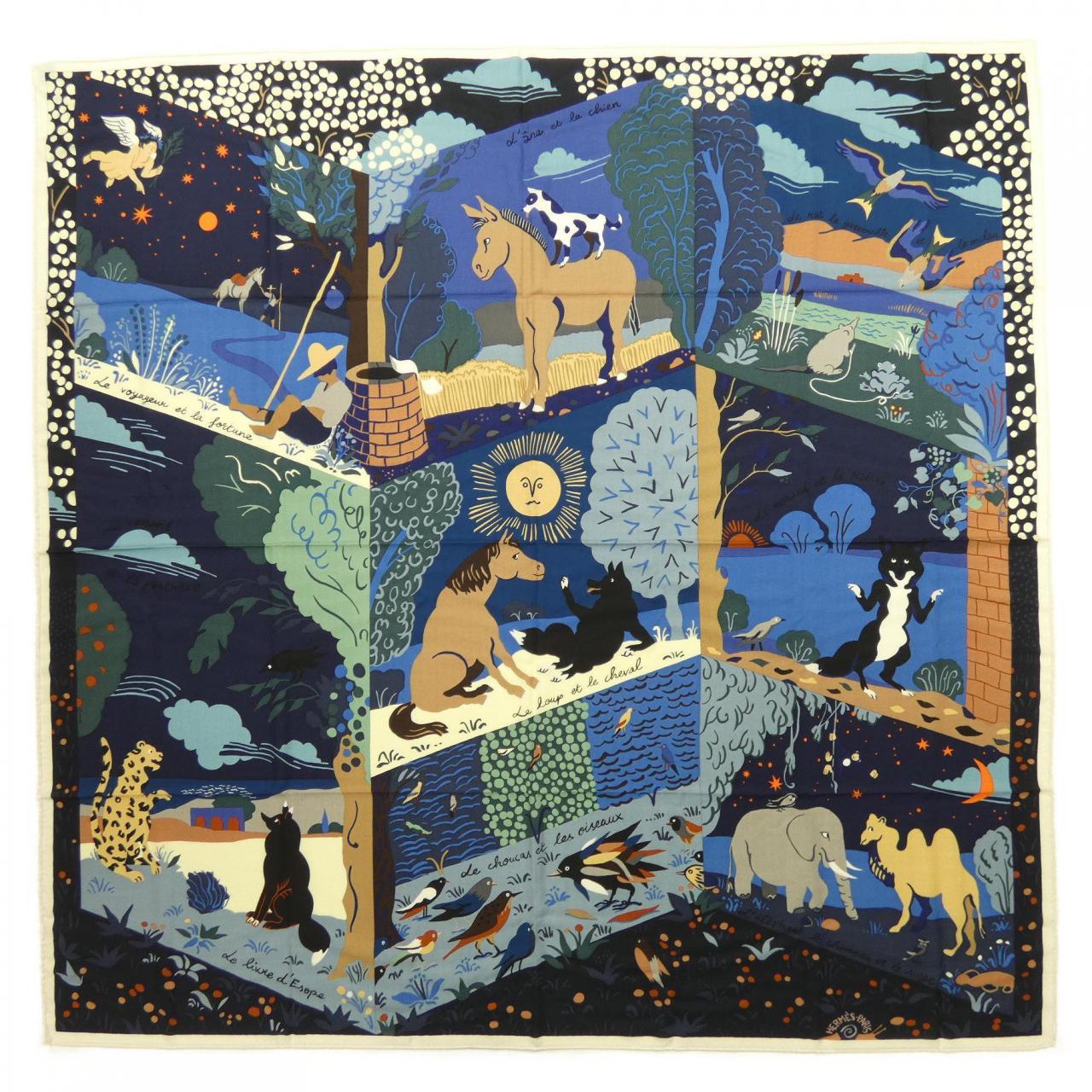 エルメス HERMES LE LIVRE D`ESOPE H244073S カレジェアン140 ショール