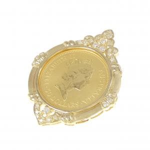 K18YG(枠) ダイヤモンド コイン ペンダント 0.42CT