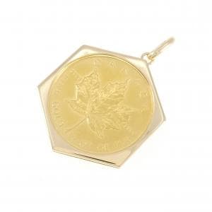 K18YG frame coin pendant