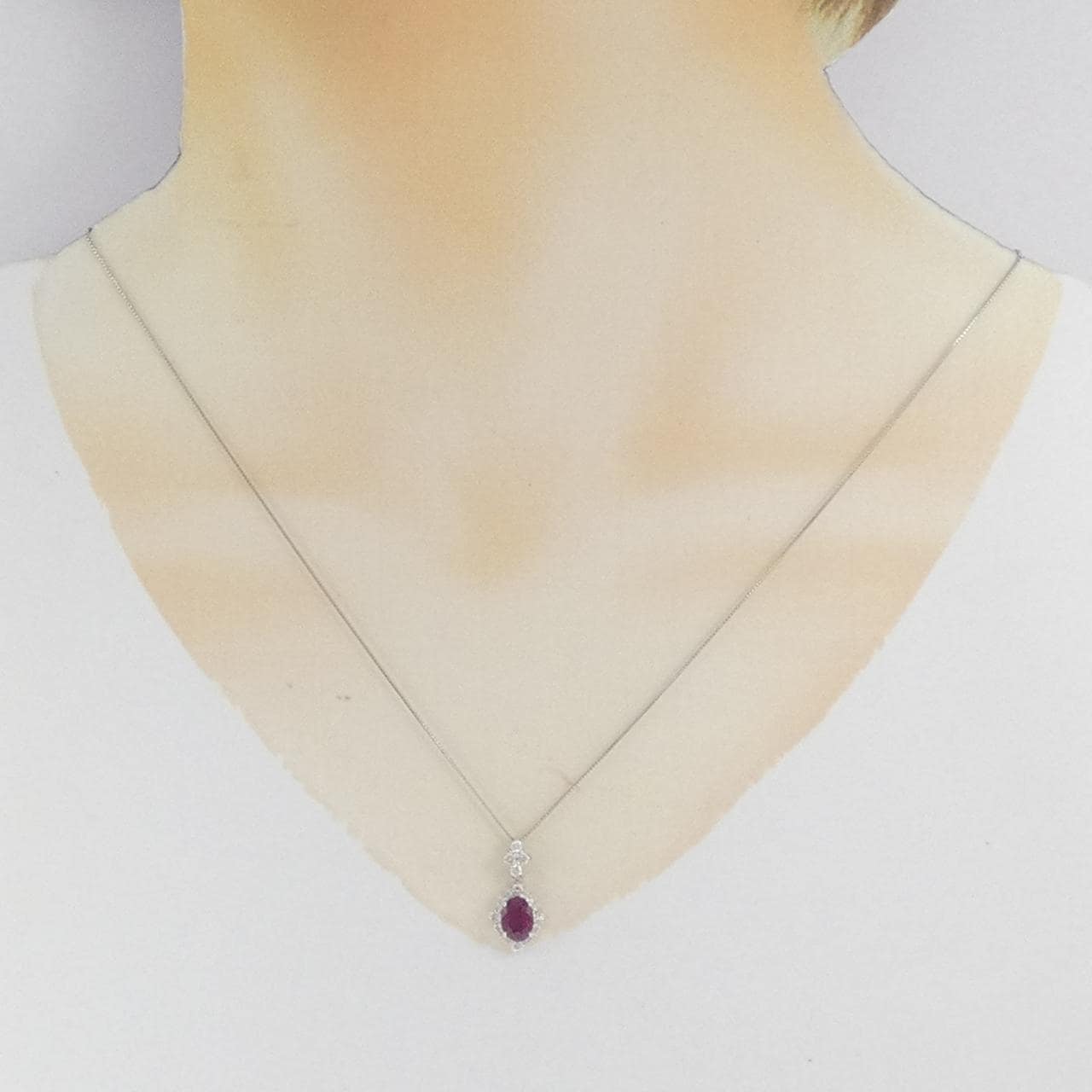 PT900/PT850 ルビー ネックレス 0.98CT