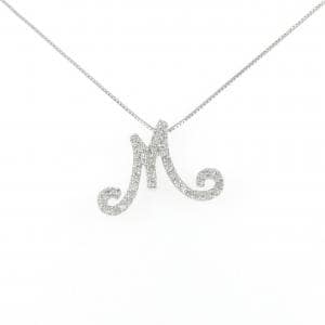 K18WG イニシャルM ダイヤモンド ネックレス 0.26CT