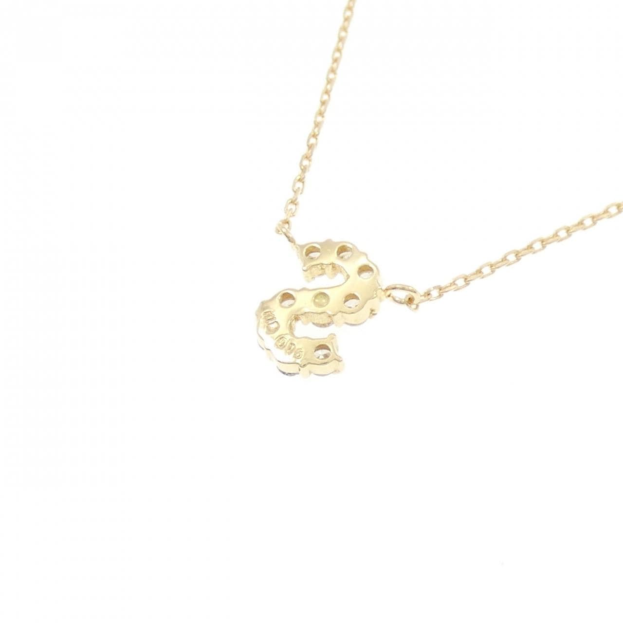 K18YG イニシャルS ダイヤモンド ネックレス 0.16CT