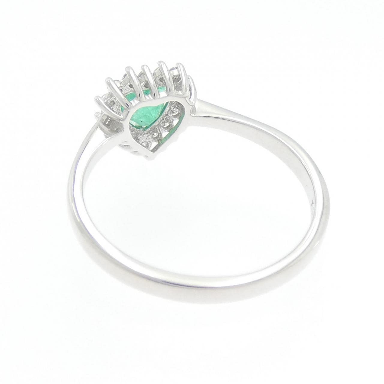 K18WG ハート エメラルド リング 0.49CT