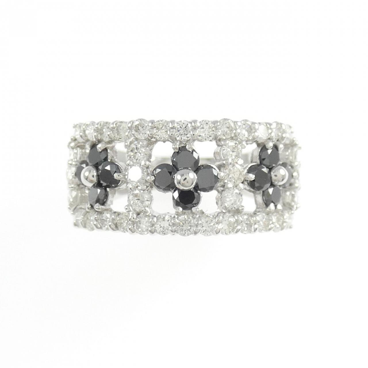 K18WG フラワー ダイヤモンド リング 1.00CT