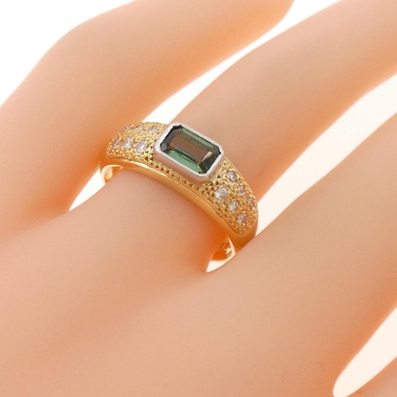 K18YG/PT900 トルマリン リング 0.50CT