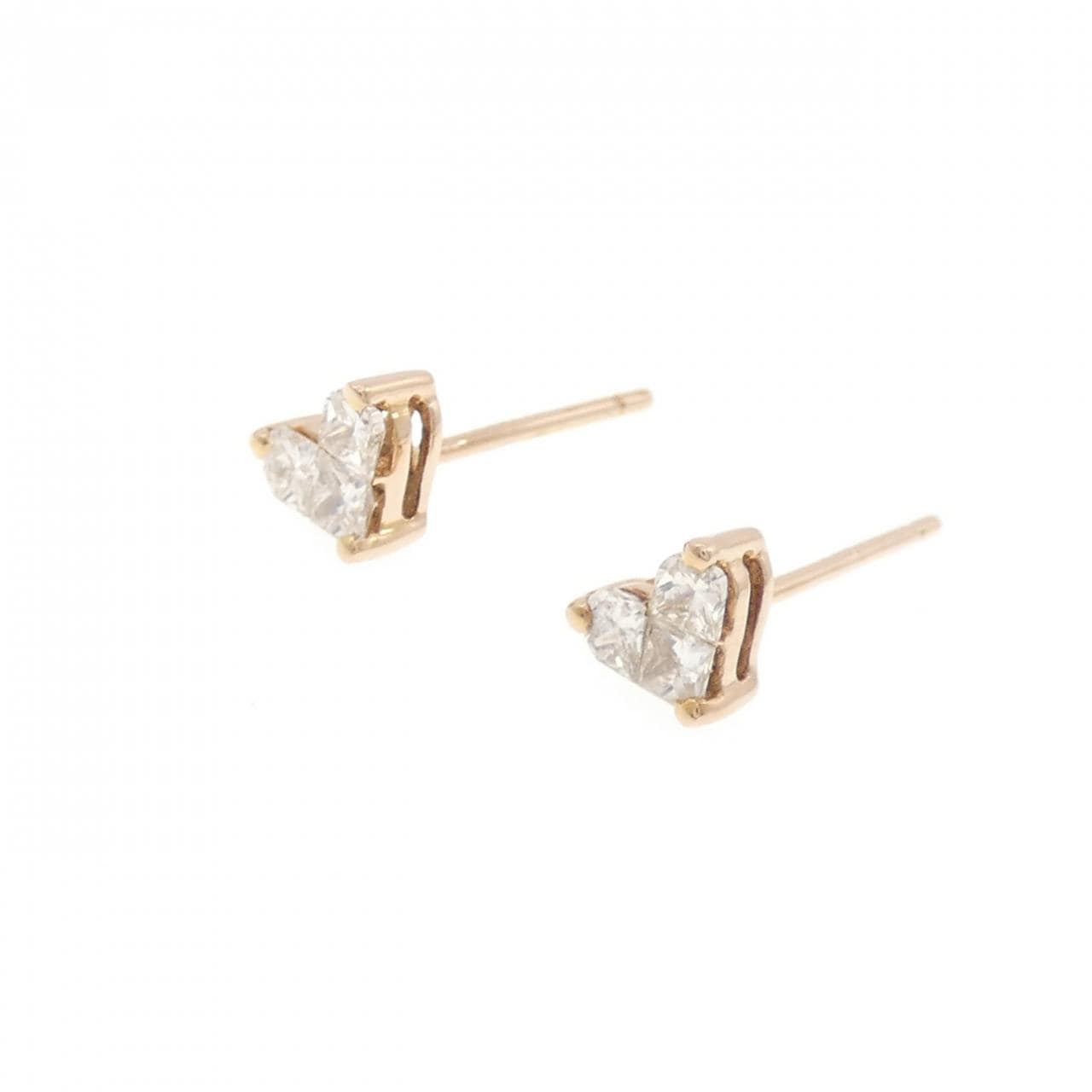 K18PG ハート ダイヤモンド ピアス 0.30CT