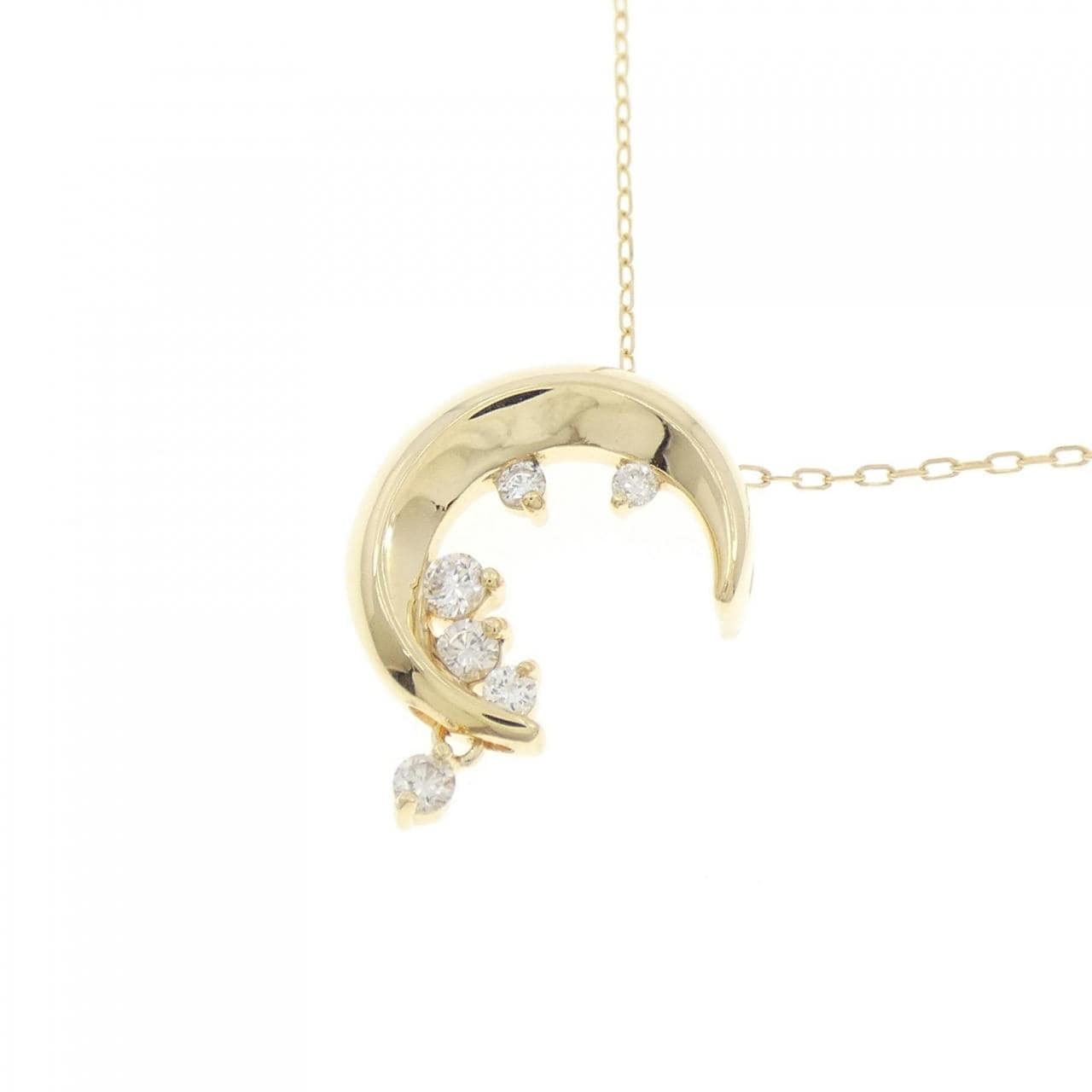 K18YG ムーン ダイヤモンド ネックレス 0.15CT