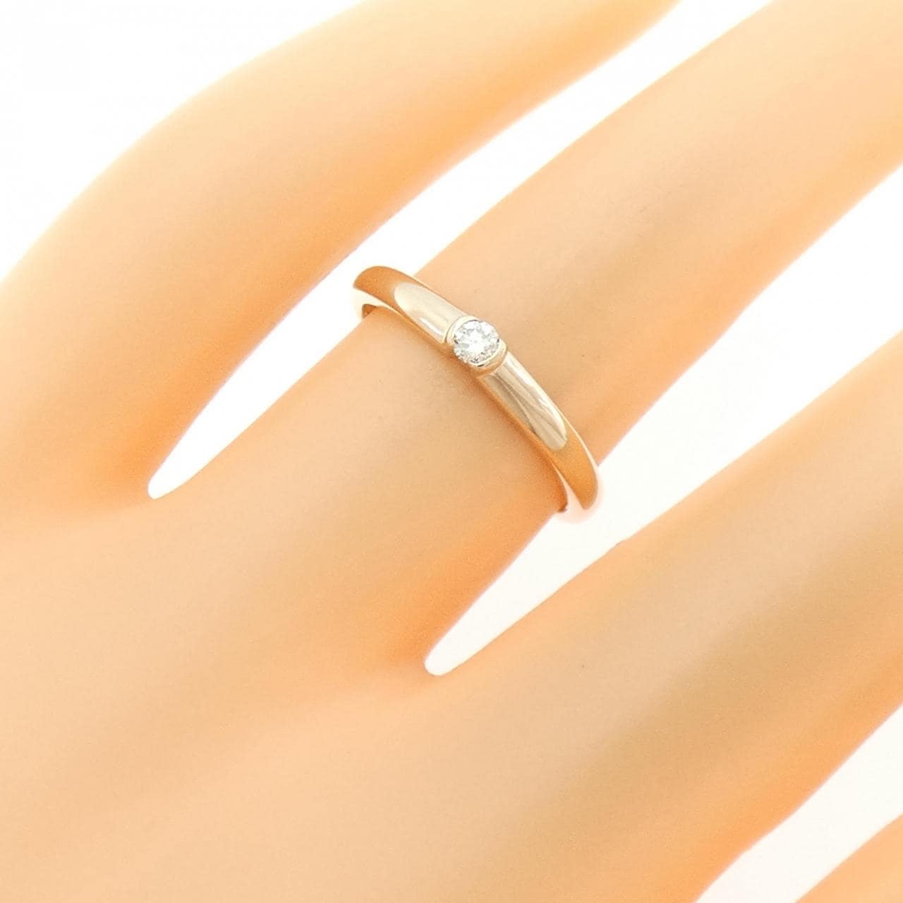 K18PG ソリティア ダイヤモンド リング 0.05CT