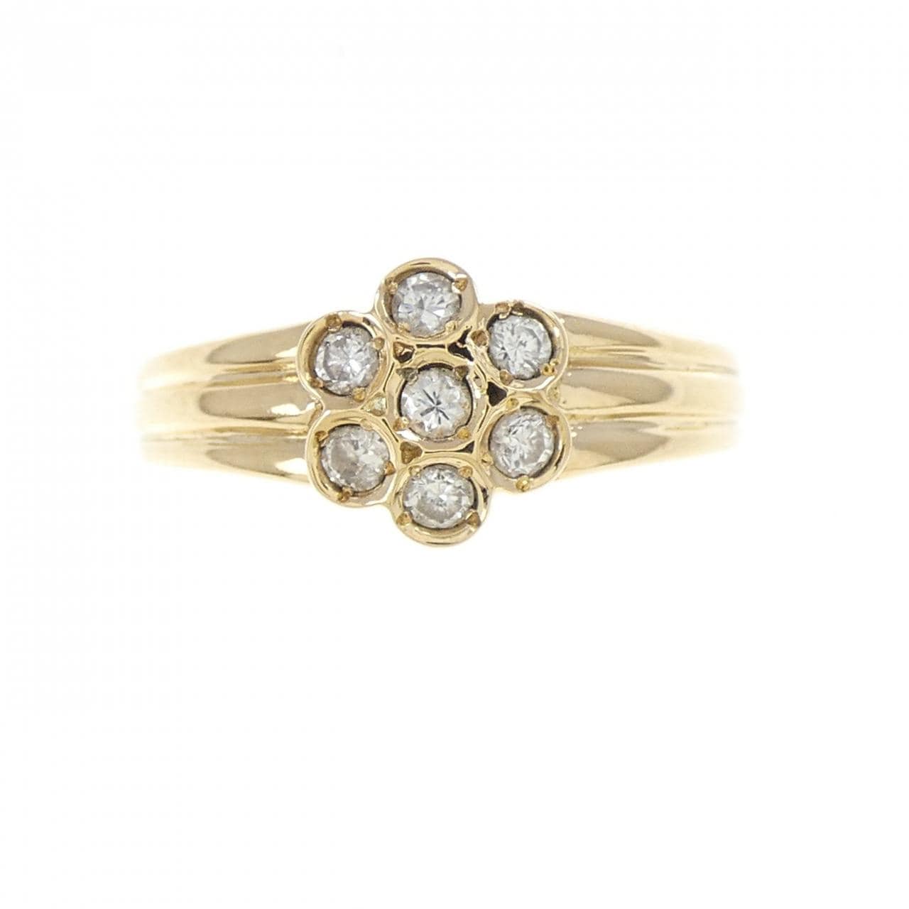 K18YG フラワー ダイヤモンド リング 0.14CT