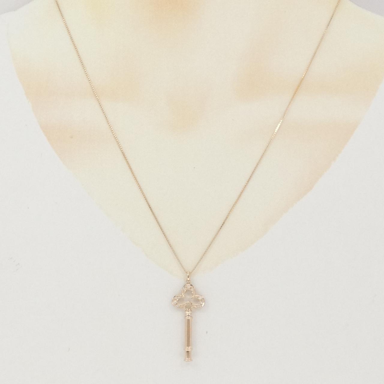 K18PG キー ダイヤモンド ネックレス 0.07CT