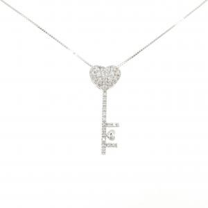 K18WG ハート×キー ダイヤモンド ネックレス 0.60CT