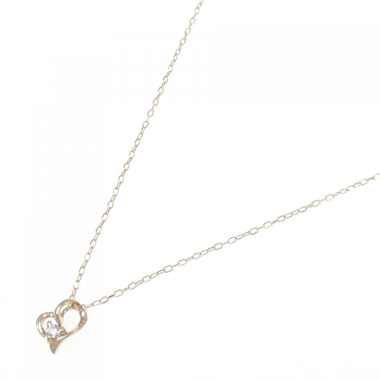 K18PG ハート ダイヤモンド ネックレス 0.02CT