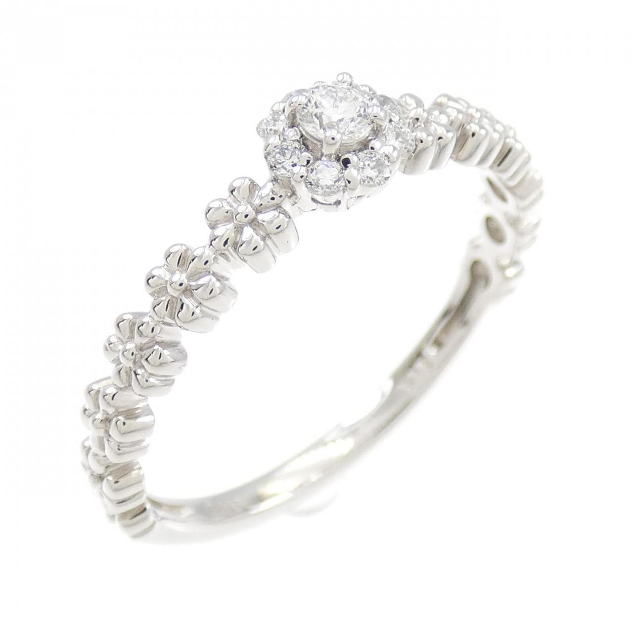 PT999 Flower Diamond Ring 0.13CT