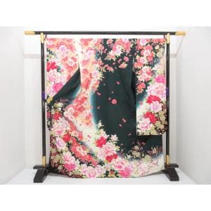 振袖　友禅金彩加工　刺繍入りボカシ染