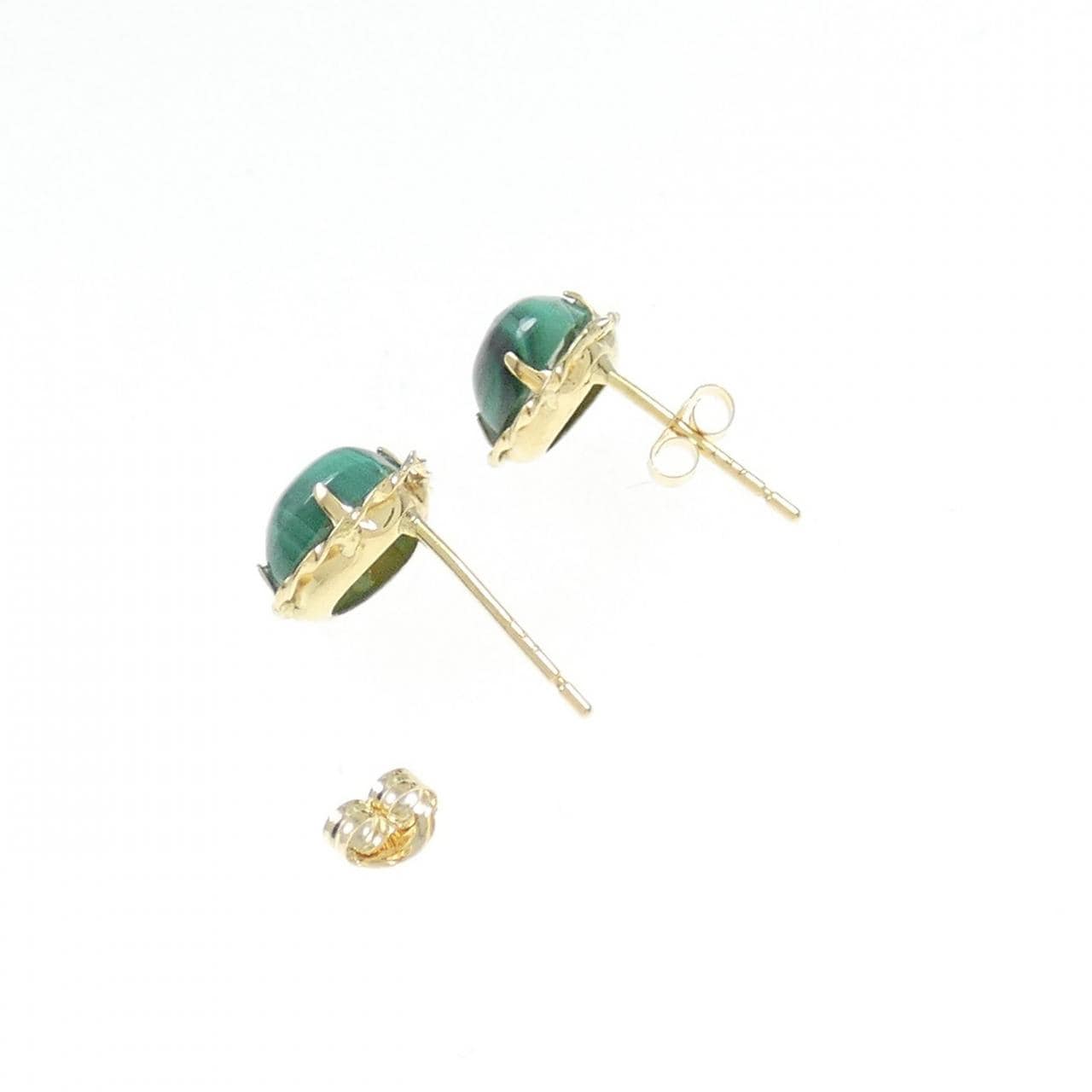 K18YG malachite earrings 2.60CT