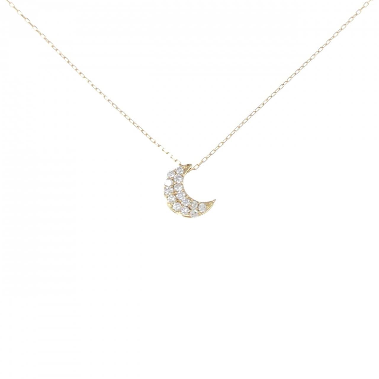 [BRAND NEW] K18YG Moon Diamond Necklace 0.10CT