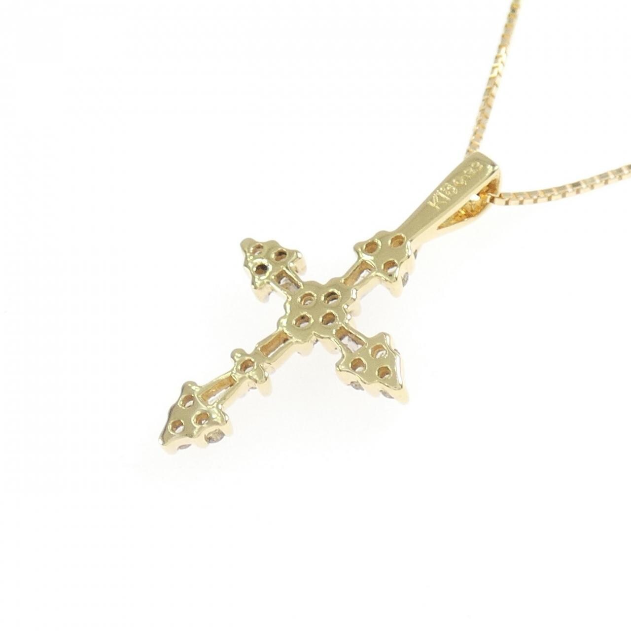 K18YG/K18WG クロス ダイヤモンド ネックレス 0.33CT