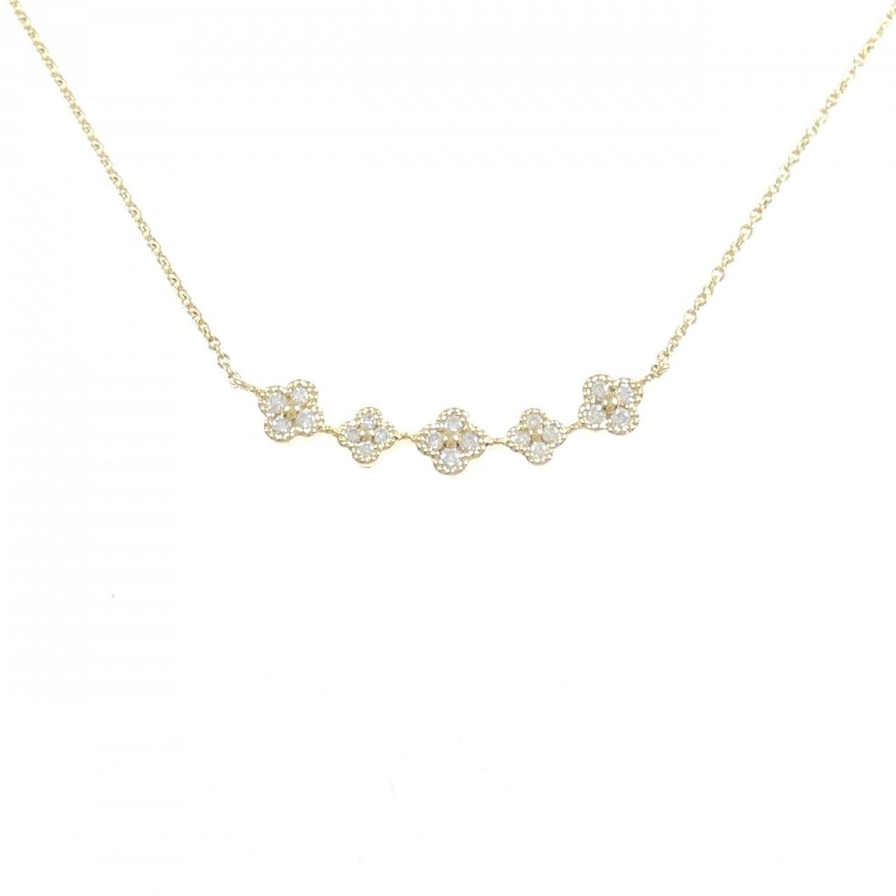 K18YG フラワー ダイヤモンド ネックレス 0.12CT