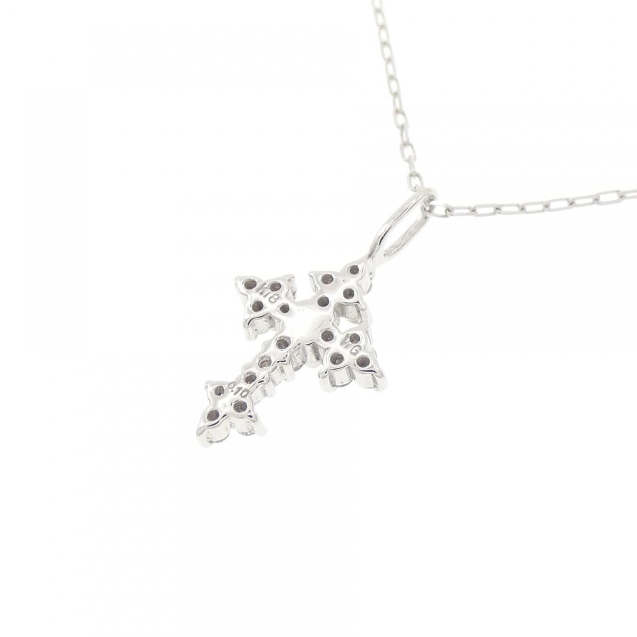 K18WG クロス ダイヤモンド ネックレス 0.10CT