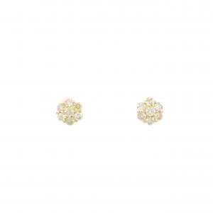 【新品】K18YG フラワー ダイヤモンド ピアス 0.30CT