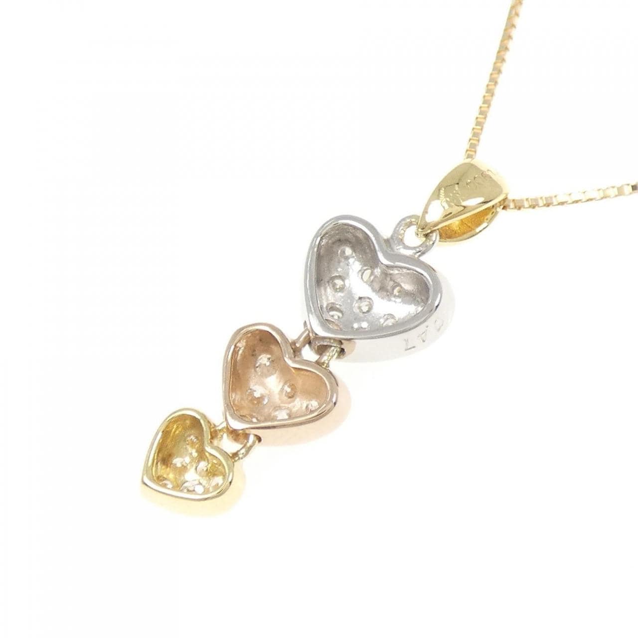 K18YG/PT900/K18PG Heart Diamond Necklace 0.47CT
