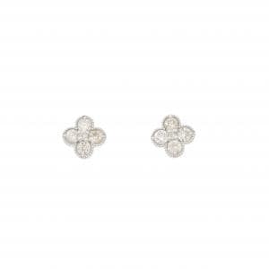 K18WG フラワー ダイヤモンド ピアス 0.30CT