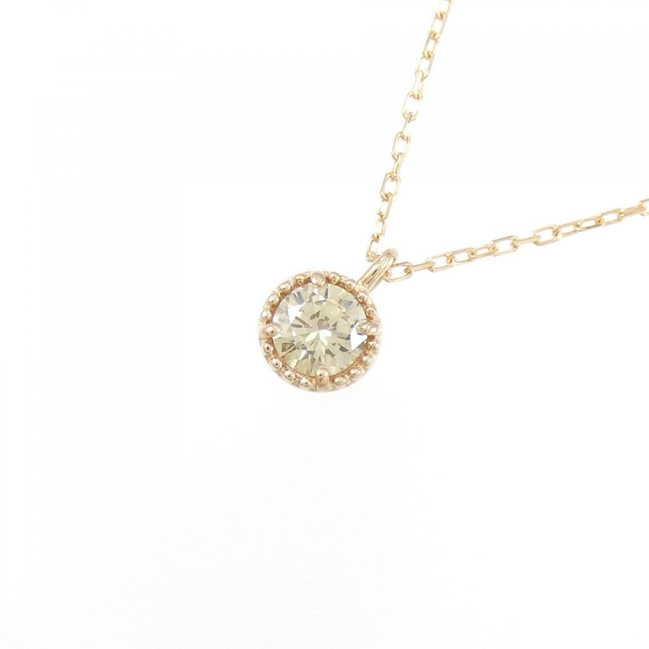 K18PG Solitaire Diamond Necklace 0.23CT