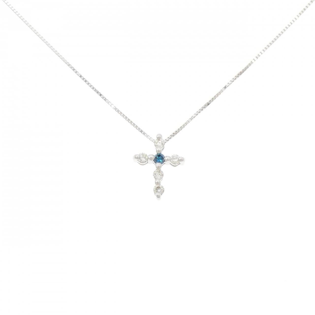 K18WG クロス ダイヤモンド ネックレス 0.10CT